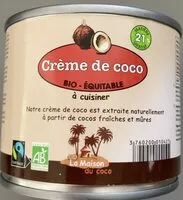 चीनी की मात्रा Crème de coco