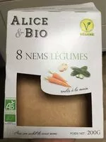 Sucre et nutriments contenus dans Alice et bio