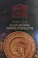 Quantité de sucre dans Noir 72% Eclats de fèves Piment d'espelette