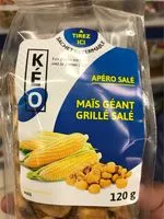 Suhkru kogus sees Maïs géant grillé salé