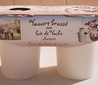 Jumlah gula yang masuk Yaourt brassé au lait de vache