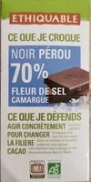 含糖量 chocolat bio noir Pérou 70% fleur de sel de Camargue