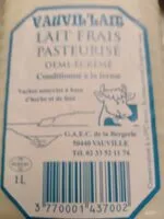 Sucre et nutriments contenus dans Vauvil lait