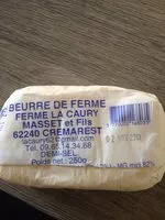 Sucre et nutriments contenus dans Ferme la caury masser et fils 62240 cremarzst