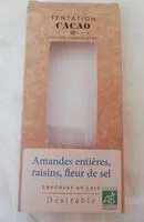 Sokerin määrä sisällä Chocolat au lait amandes entières, raisins, fleur de sel