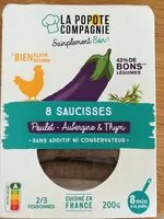 Quantité de sucre dans Saucisses cuites de poulet, aubergines bio et thym