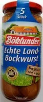 Quantité de sucre dans Bockwurst