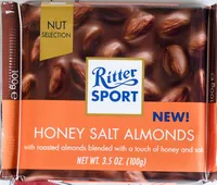 中的糖分和营养成分 Ritter sport nussklasse