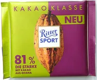 中的糖分和营养成分 Ritter sport cacao selection