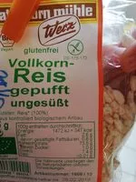 Jumlah gula yang masuk Vollkorn Reis (gepufft)