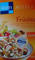 Suhkru kogus sees Früchte Hafer Müsli