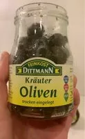 Suhkru kogus sees Kräuteroliven, Schwarz, Trocken Eingelegt