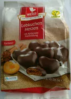 Cantidad de azúcar en gefüllte Lebkuchenherzen mit Aprikosen-Fruchtfüllung, Zartbitter