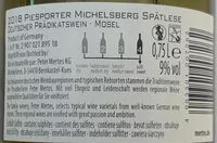 Cantidad de azúcar en Piesporter Michelsberg Spätlese