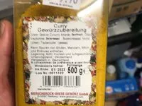 Suhkru kogus sees Curry Gewürzzubereitung