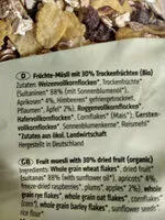 चीनी की मात्रा Früchte müsli