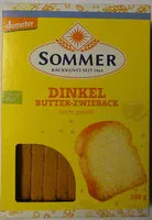 Zuckermenge drin Dinkel Butter-Zwieback