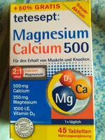 Zucker und Nährstoffe drin Tetesept magnesium calcium 500