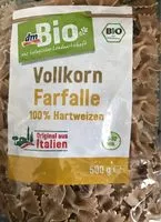 Sucre et nutriments contenus dans Dm bio vallkorn farfalle