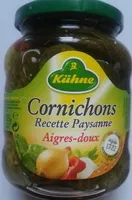 Sokerin määrä sisällä Cornichons Aigres-doux