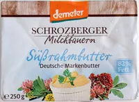 入っている砂糖の量 Süßrahmbutter Schrozberger milchbauern