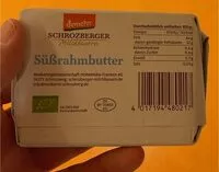 入っている砂糖の量 Schrozberger süßrahmbuter