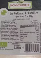 Suhkru kogus sees Bio Geflügel Frikadellen