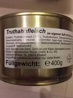 Zuckermenge drin Truthahnfleisch im eigenen Saft mit Schweineschwarten und Rind
