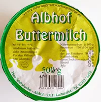 İçindeki şeker miktarı Albhof Buttermilch