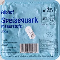 Zuckermenge drin Speisequark Magerstufe