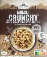 Amount of sugar in Muesli Crunchy chocolat noir et noisettes grillées