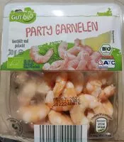 Suhkru kogus sees Bio-Partygarnelen, geschält und gekocht