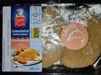含糖量 Lachsschnitzel aus Fischstücken zusammengefügt