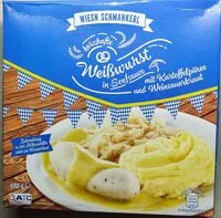 Zuckermenge drin Weißwurst in Senfsauce mit Kartoffelpüree und Weinsauerkraut