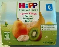 入っている砂糖の量 100% Fruits Poires Bananes Kiwis