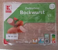 Suhkru kogus sees Delikatess Bockwurst geräuchert