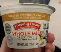 चीनी की मात्रा Whole milk yogurt coconut vanilla
