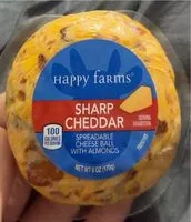 Amount of sugar in Sharp Cheddar spreadable cheese ball with almonds