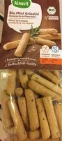 Suhkru kogus sees Bio Glutenfrei Rosmarin Grissini