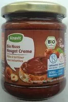 Suhkru kogus sees Alnavit Bio Nuss Nougat Creme, 200 g