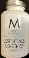Sokerin määrä sisällä Essentials 03-D3-K2