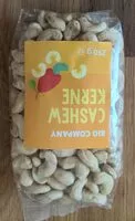 Sokerin määrä sisällä Cashew kerne