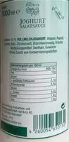 İçindeki şeker miktarı Joghurt-Salatsauce