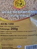Zuckermenge drin Weiße Sesamkerne