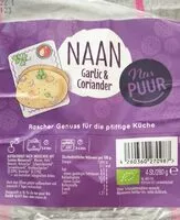 入っている砂糖の量 NAAN garlic et coriander