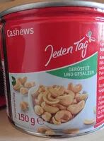 चीनी की मात्रा Cashews geröstet und gesalzen