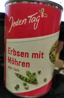 Suhkru kogus sees Erbsen mit Möhren
