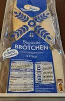 入っている砂糖の量 Baguettebrötchen