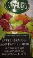 Sokerin määrä sisällä Paradiso Apfel traube granatapfel drink
