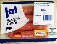 Quantité de sucre dans Bratwurst